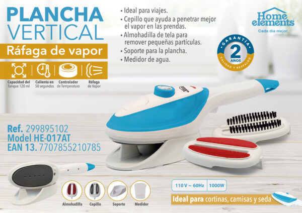 <b>PLANCHA VAPOR VERTICAL & ACCESORIOS</b> Ideal para viajes. Cómoda Práctica para llevar y utilizarla en todo momento