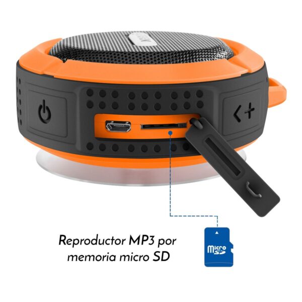 <p style="font-weight: 400">¡Escucha música en la ducha y despierta con toda la actitud!</p> <p style="font-weight: 400">Disfruta de bañarte con tu música preferida! Conecta por Bluetooth tu celular o tablet a esta bocina, y controla la reproducción de pistas mientras estás en la regadera.</p> <ul> <li>Reproductor MP3 por micro SD</li> <li>Cubierta con sello hermético que soporta vapor y humedad</li> <li>Ventosa de alta succión para fijarla en cualquier superficie lisa</li> <li>Steren</li> </ul>