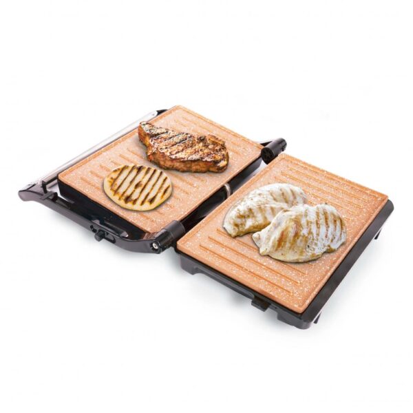 <span class="OYPEnA text-decoration-none text-strikethrough-none">GRILL ASADOR PANINI COPPER</span> <ul> <li><span class="OYPEnA text-decoration-none text-strikethrough-none">PArrilla superior ajustable para diferentes alturas</span></li> <li><span class="OYPEnA text-decoration-none text-strikethrough-none">Parrilla tipo grill para una mejor cocción</span></li> <li><span class="OYPEnA text-decoration-none text-strikethrough-none">palanca para almacenamiento vertical</span></li> <li><span class="OYPEnA text-decoration-none text-strikethrough-none">leds indicadores de estado</span></li> <li><span class="OYPEnA text-decoration-none text-strikethrough-none">sistema interno de control de temperatura</span></li> <li><span class="OYPEnA text-decoration-none text-strikethrough-none">manija frío al tacto</span></li> <li><span class="OYPEnA text-decoration-none text-strikethrough-none">accionamiento de palanca para una apertura 180º</span></li> </ul>